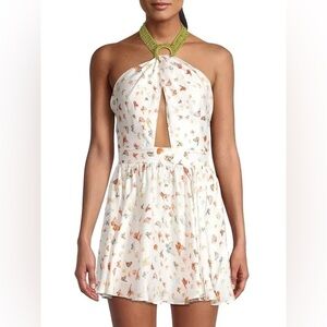 MY BEACHY SIDE Butterfly Crochet Halter Cover-Up Minidress Snow White NWT